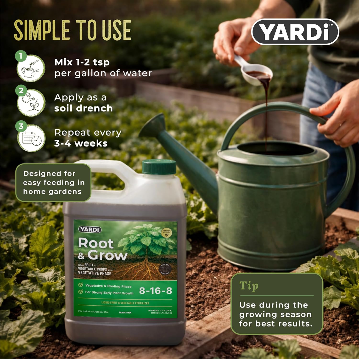 YARDi Root & Grow 8-16-8 root and early-growth liquid fertilizer, 32 oz bottle
