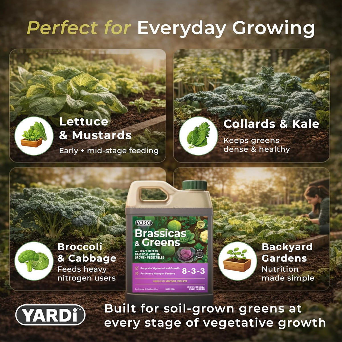 YARDi Brassicas & Greens guaranteed analysis 8-3-3 high-nitrogen formula