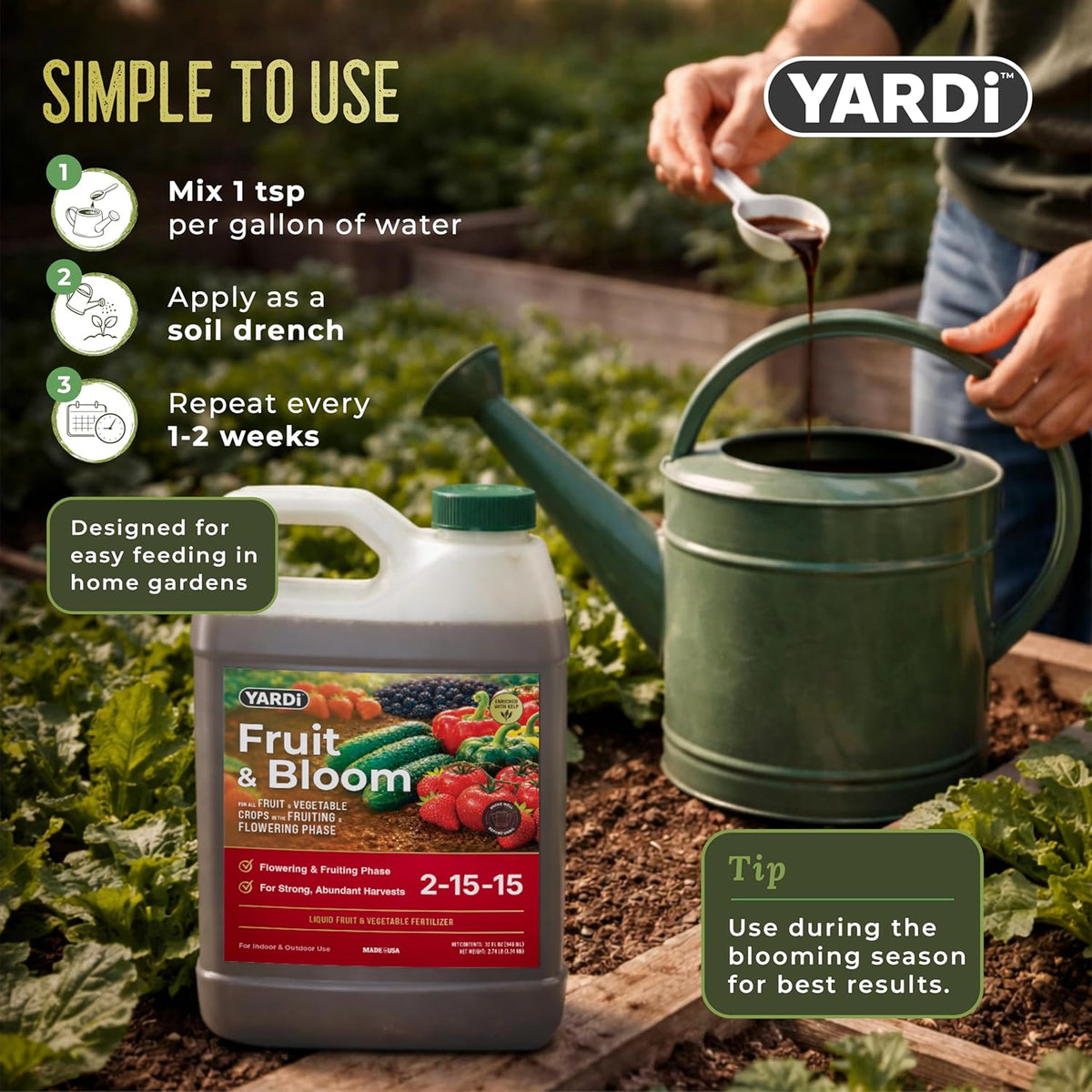 YARDi Fruit & Bloom 2-15-15 urea-free liquid fertilizer 32 oz bottle