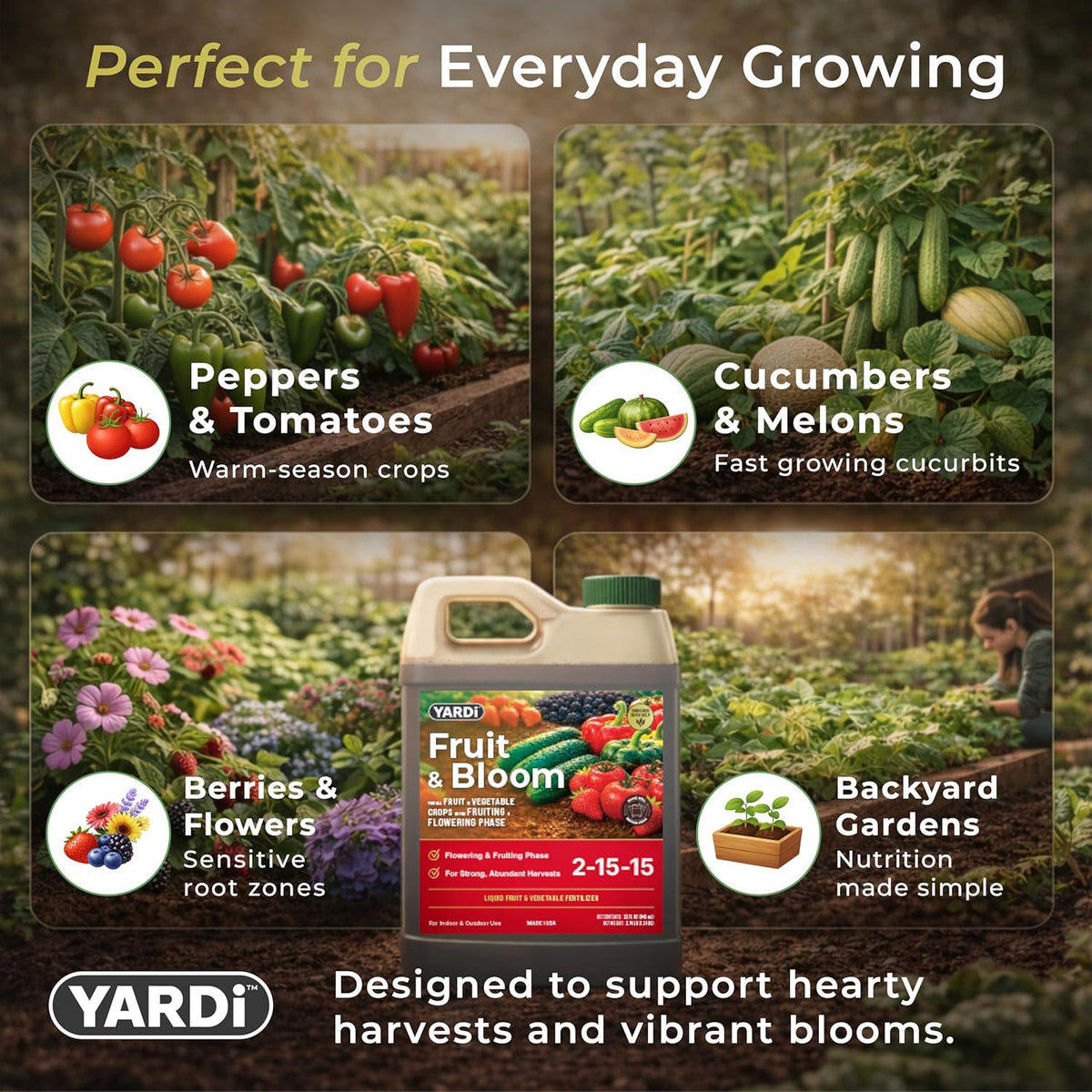 YARDi Fruit & Bloom 2-15-15 urea-free liquid fertilizer 32 oz bottle