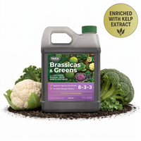 YARDi Brassicas & Greens 8-3-3 liquid plant food 32 oz bottle, enriched with kelp extract